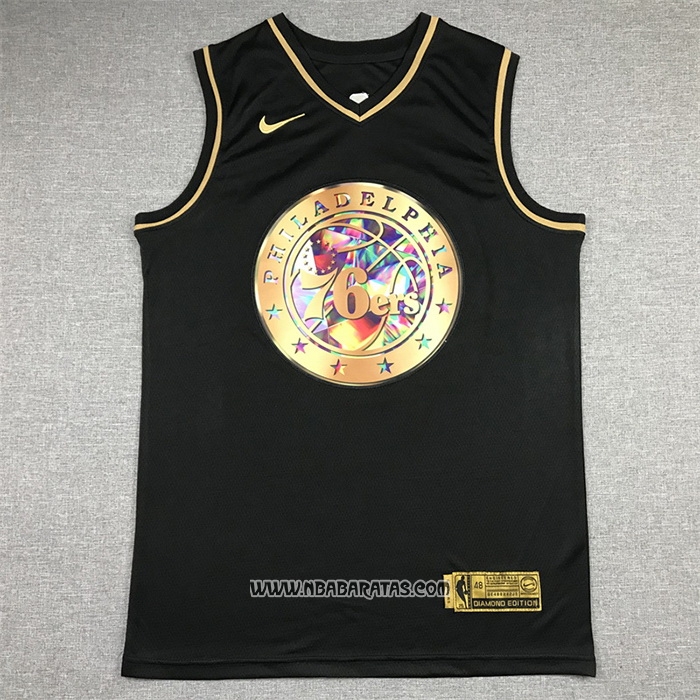 Camiseta Golden Edition Philadelphia 76ers Allen Iverson #3 2021-22 Negro